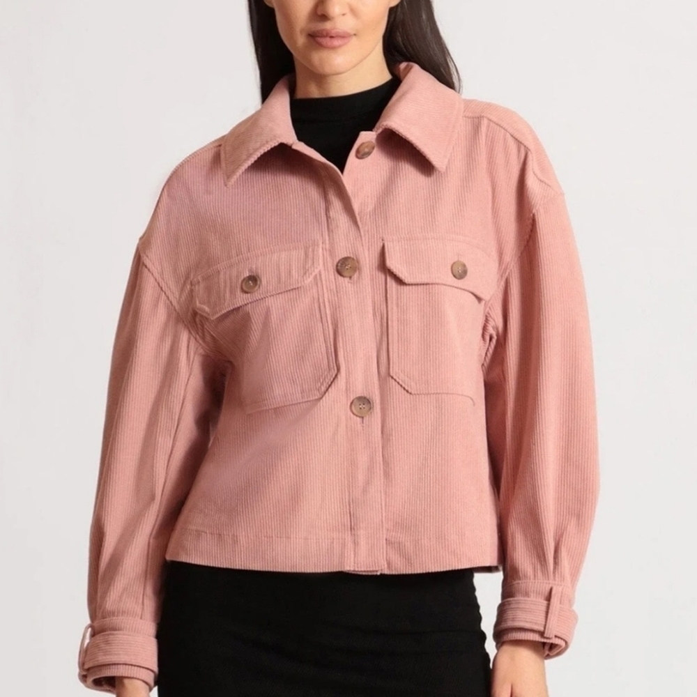 NWT AVEC LES FILLES Relaxed Corduroy Shacket Size XL, Retail $99.00, Pink